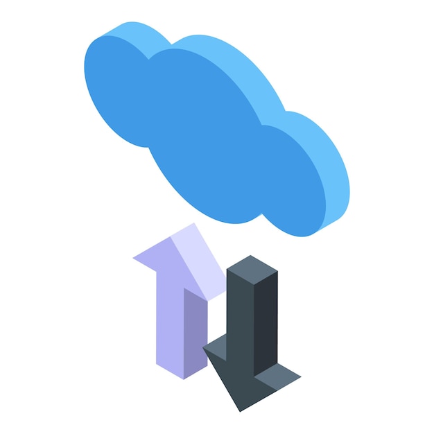 Cloud-Computing-Datenlagerung Übertragung Herunterladen Aufladen isometrisches Symbol