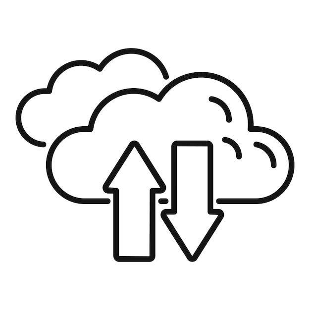 Cloud-Computing-Datenlagerung-Übertragungs-Symbol, das das Hochladen und Herunterladen anzeigt