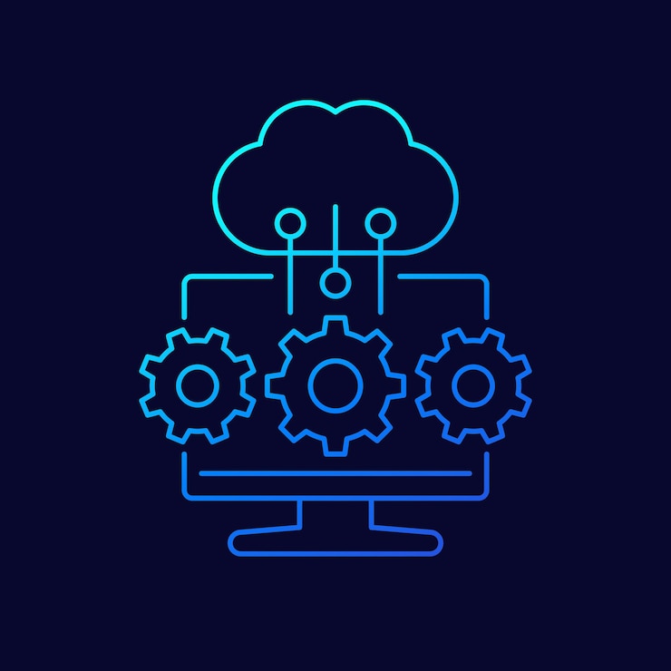 Vektor cloud-computing-dienstlinienvektor-symbol