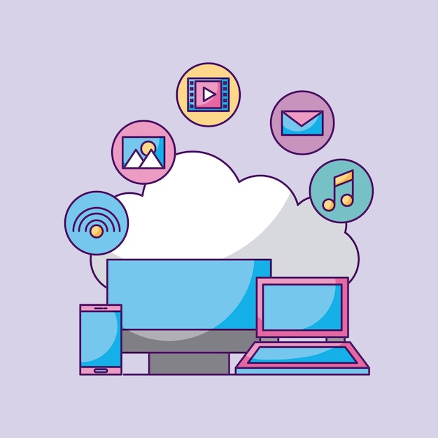 Cloud Computing digitale Laptop und Smartphone Computer-Anwendung