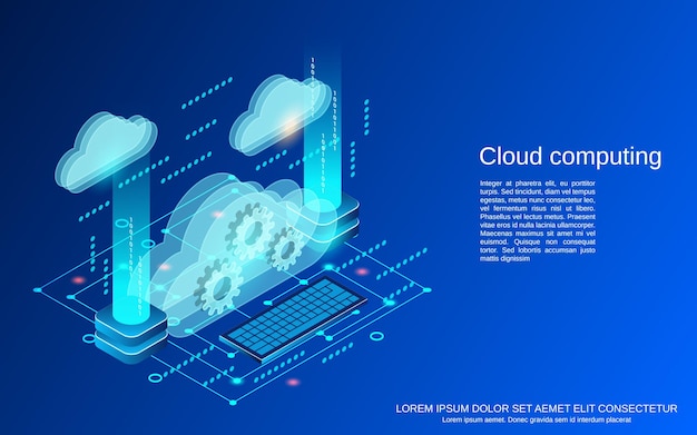 Cloud-Computing-flache isometrische Vektorkonzeptillustration