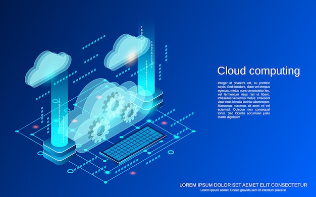 Vektor cloud-computing-flache isometrische vektorkonzeptillustration