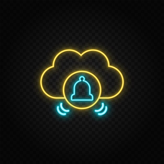 Vektor cloud-computing-glocken neon-symbol web-entwicklung vektor-symbol element eines einfachen symbols für websites webdesign mobile app-infografiken liniensymbol für website-design auf weißem hintergrund