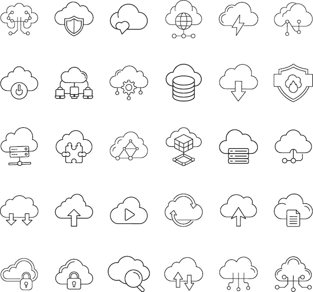 Cloud-Computing-Ikonen Netzwerksicherheit Speicherung und Daten
