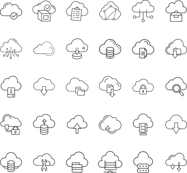 Cloud-Computing-Ikonen Speicherung Netzwerk-Sicherheit und Daten