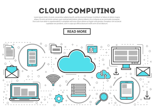 Cloud computing linearen Stil Infografiken
