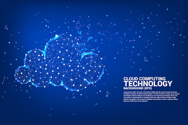 Cloud-computing-netztechnologie-polygonpunkt verbundene linie mit ikone