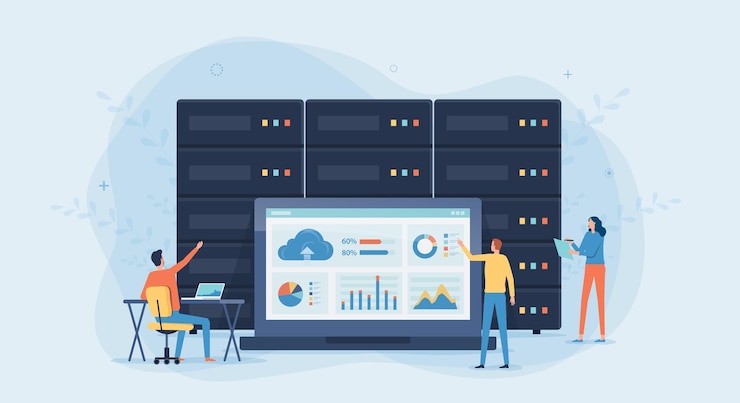 Vektor cloud-computing-servicekonzept für geschäftstechnologie