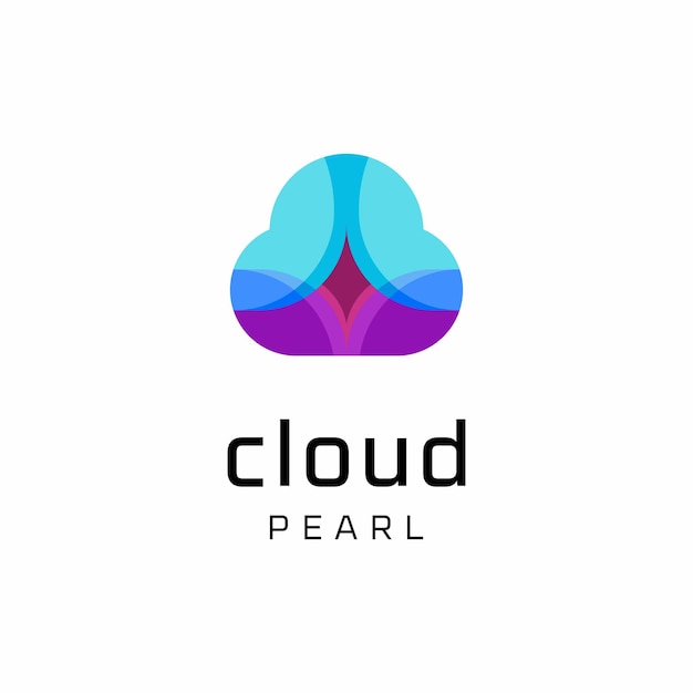 Vektor cloud-computing und pearl-vektor-logo-design-vorlage neue app-illustration konzeptelement isoliert