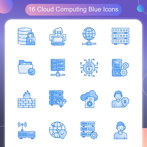 Cloud-Computing-Vektor-blaues Symbol-Set 02
