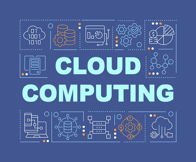 Cloud-Computing-Wortkonzepte dunkelblaues Banner