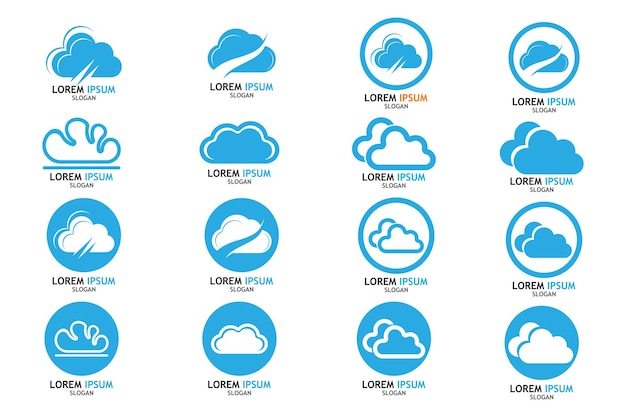 Cloud-datenserver-logo und symbolvektor