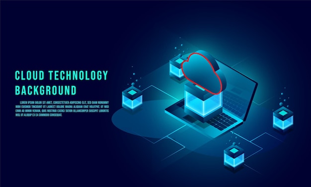 Cloud-Datenspeicherung isometrische 3D-Infografik-Webvorlage Cloud-Technologiekonzept