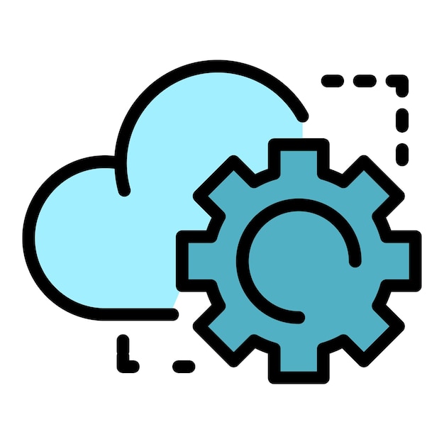 Cloud-Einstellungssymbol Umriss Cloud-Einstellungsvektorsymbol für Webdesign isoliert auf weißem, flachem Hintergrund