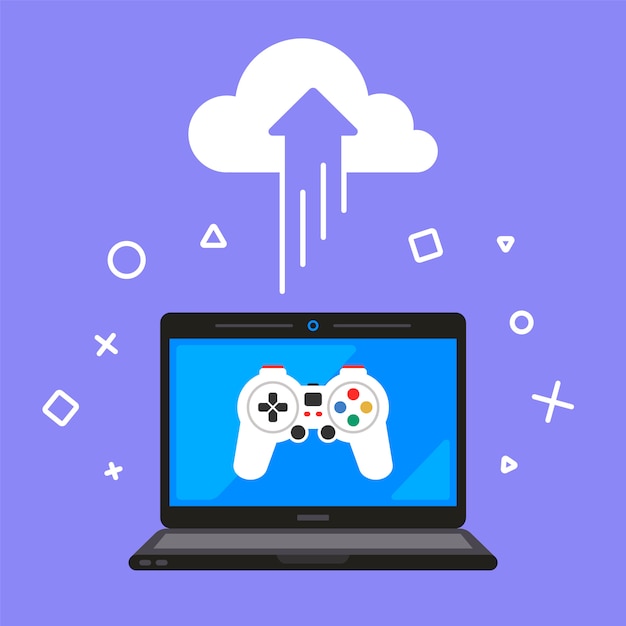 Cloud-gaming. online-spiel zu entfernen. illustration