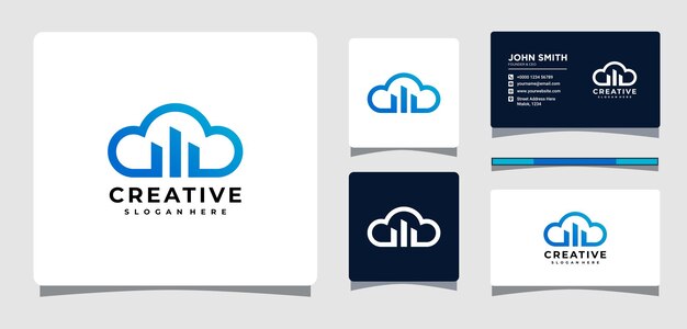 Cloud-immobilien-logo-vorlage mit visitenkarten-design-inspiration