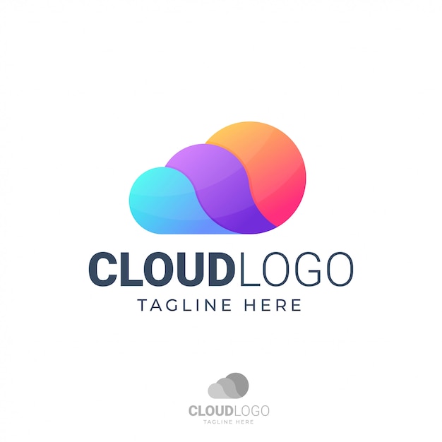 Cloud-logo mit drei farbschema