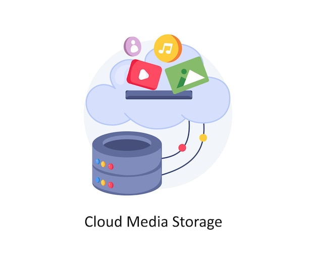 Cloud Media Storage-Konzepte, Stilillustration und EPS-Datei