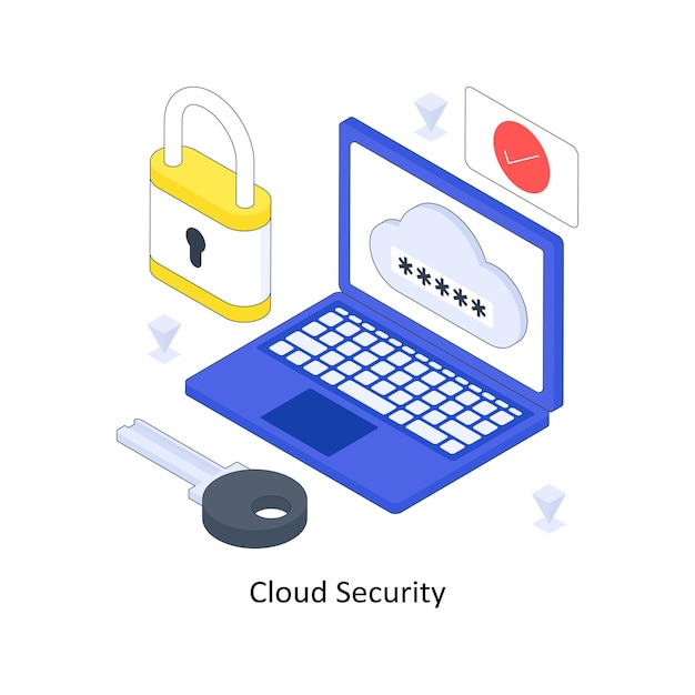 Cloud Security isometrisch Farbillustration EPS Aktien-Illustration in der Datei