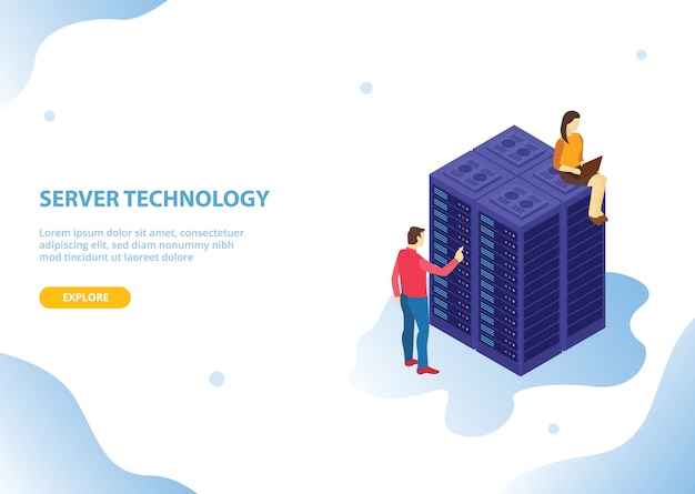 Cloud-Server-Hosting-Technologie mit isometrischem Stil