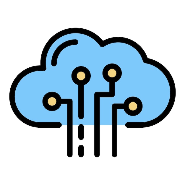 Cloud-Speicher-Symbol. Umriss des Cloud-Speicher-Vektorsymbols in Farbe, flach isoliert