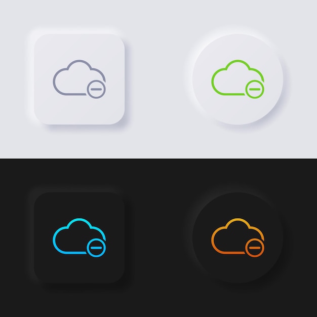Cloud-Symbol mit Minuszeichen Multicolor-Neumorphismus-Schaltfläche Soft-UI-Design für Webdesign Anwendungs-UI und mehr Symbolsatz Schaltflächenvektor