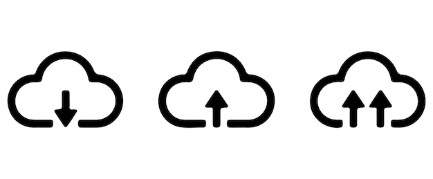 Cloud-Symbole für Upload, Download und Datenübertragung
