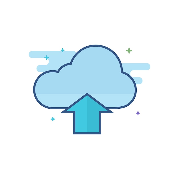 Cloud-Upload-Symbol flache Farbstil-Vektorillustration
