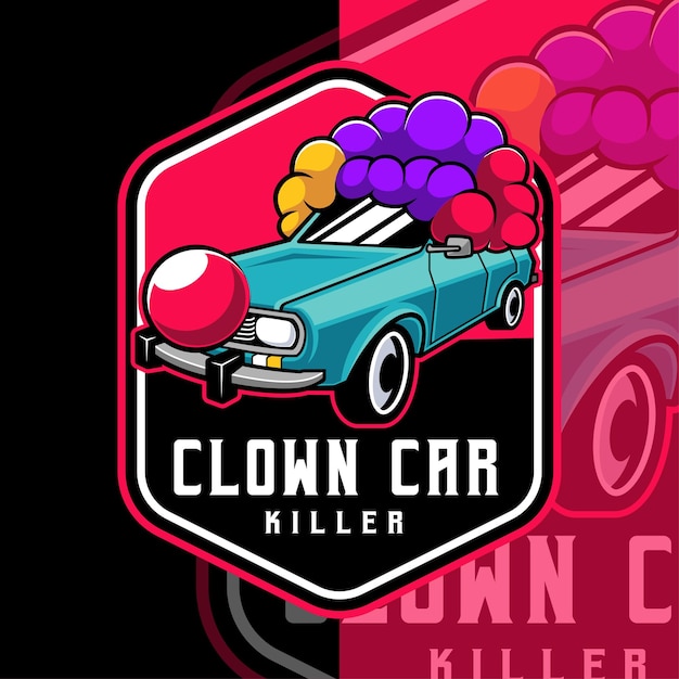 Clown-auto-killer-maskottchen-logo-vorlage