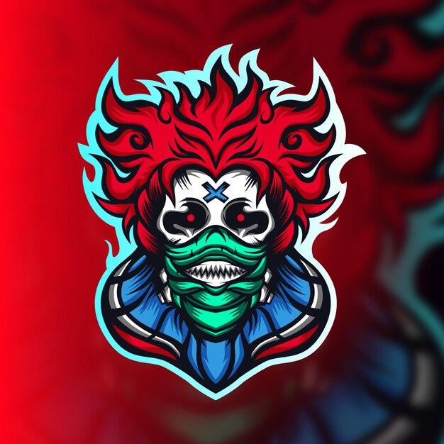 Clown gaming maskottchen logo