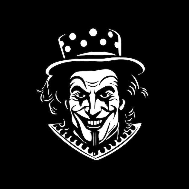 Vektor clown schwarz-weiß isolierte symbolvektorillustration