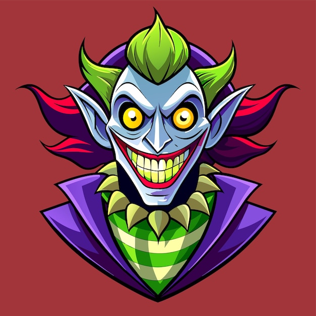 Clowns Joker Buffoon Komiker Jongleur handgezeichnetes Maskottchen Zeichentrickfigur Aufkleber Ikonen Konzept