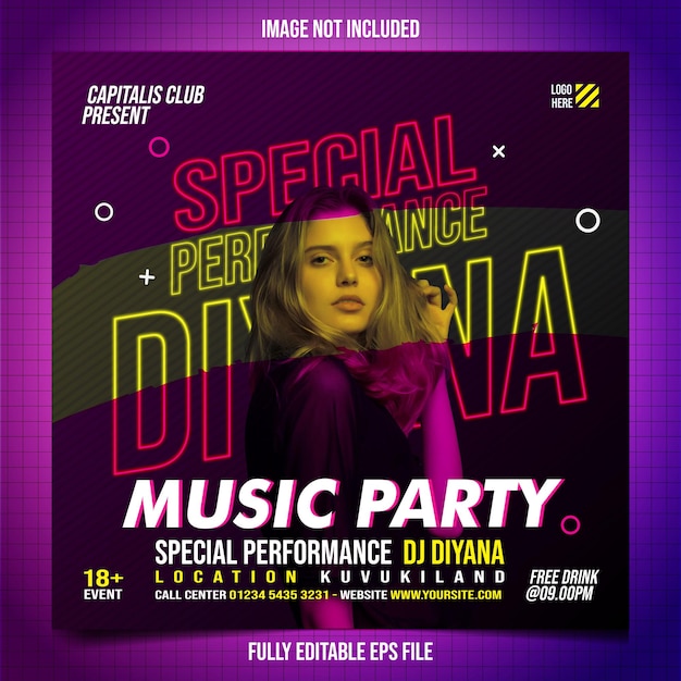 Club DJ Party Flyer Social Media Post