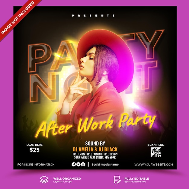 Club DJ Party Flyer Social Media Post