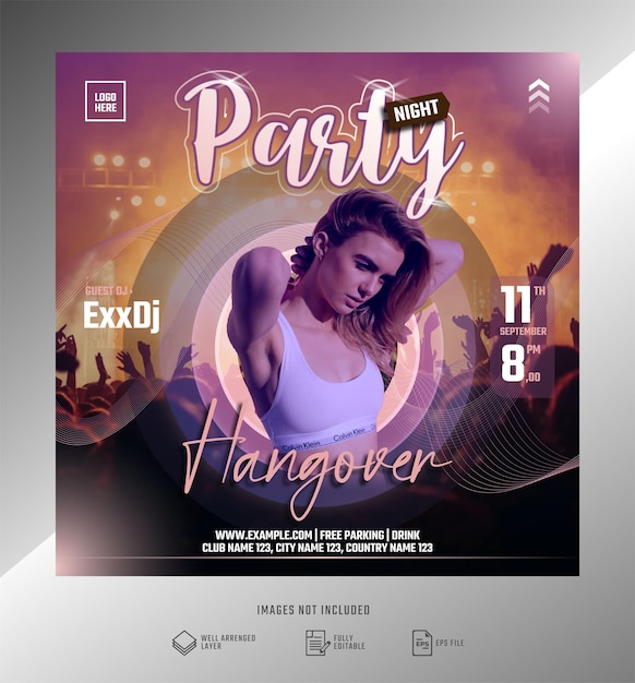 Club-DJ-Party-Nacht-Flyer Social-Media-Beitrag