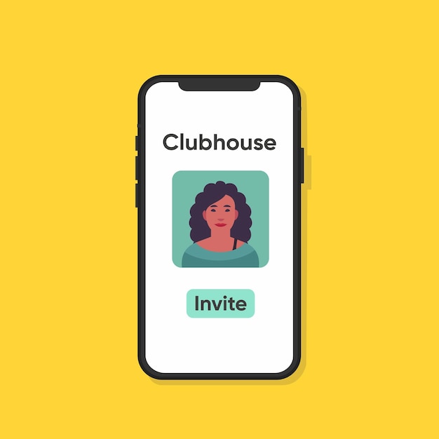 Clubhaus-App auf Smartphone in Händen. Senden einer Einladung an die Clubhouse-App.