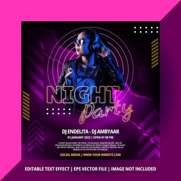 Clubmusik DJ Party Social Media und Instagram Beitragsvorlage