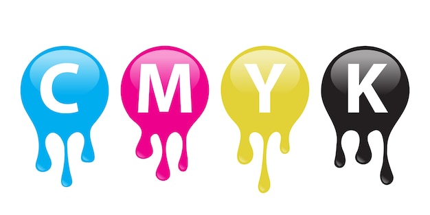 CMYK-Farbsymbol. Verschüttete Farben. Element . Illustration.