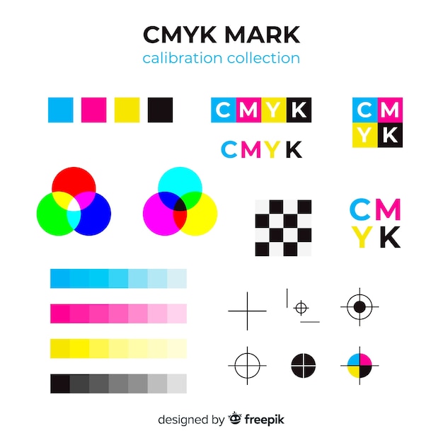 Vektor cmyk-kalibrierungselement-sammlung