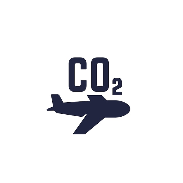 Co2-fußabdruck des fliegenden symbols auf weiß