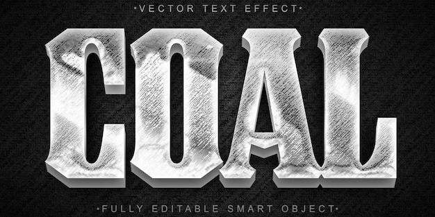 Coal Black Mine Energy Fuel Dark Vollständig bearbeitbares intelligentes Objekt Texteffekt