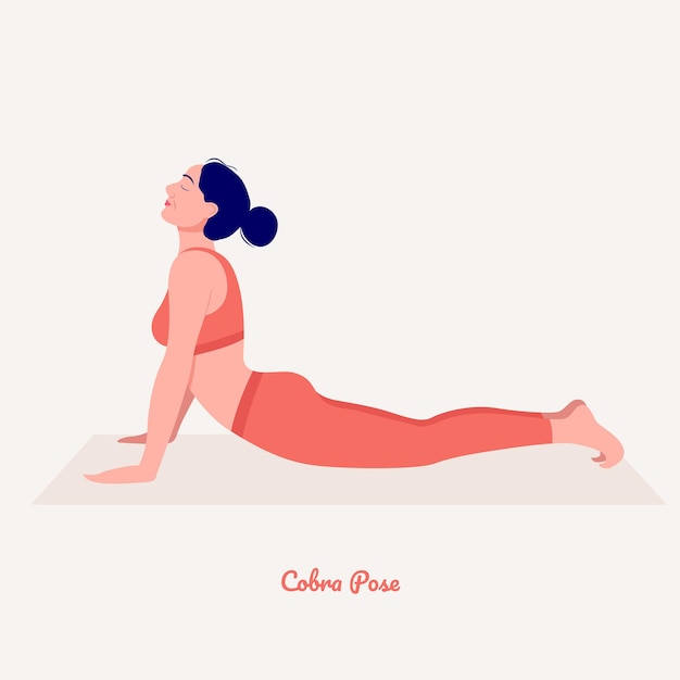 Cobr yoga-pose junge frau, die yoga-übung praktiziert