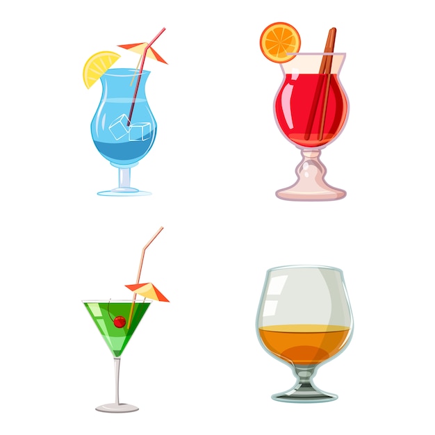 Vektor cocktail gesetzt. karikatursatz des cocktails