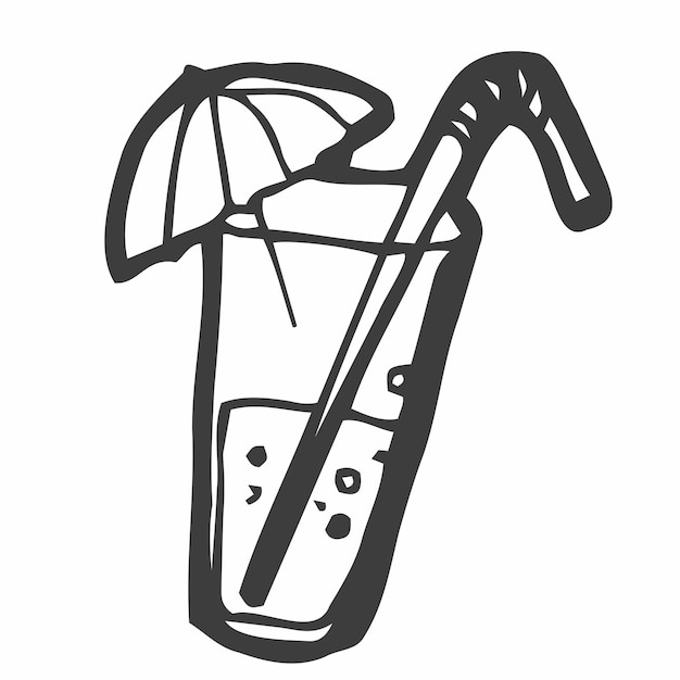 Cocktail handgezeichnete vektorgrafik line art style isoliert isoliert auf weißem hintergrund