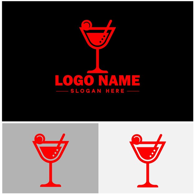 Vektor cocktail-logo-icon-party-design martini-glas-restaurant-saft-bar-vektor-logo
