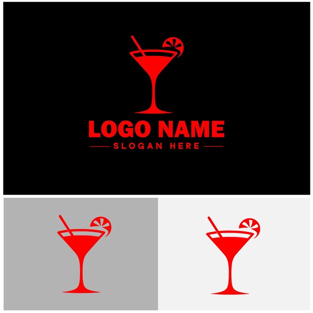 Vektor cocktail-logo-icon-party-design martini-glas-restaurant-saft-bar-vektor-logo