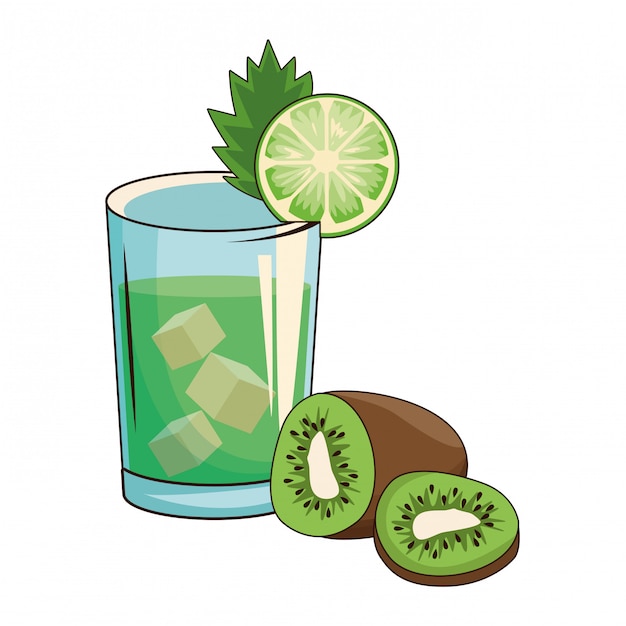 Vektor cocktail mit kiwi