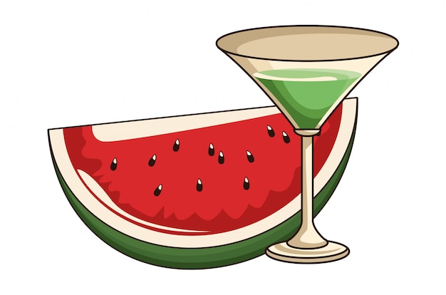 Vektor cocktail mit wassermelone