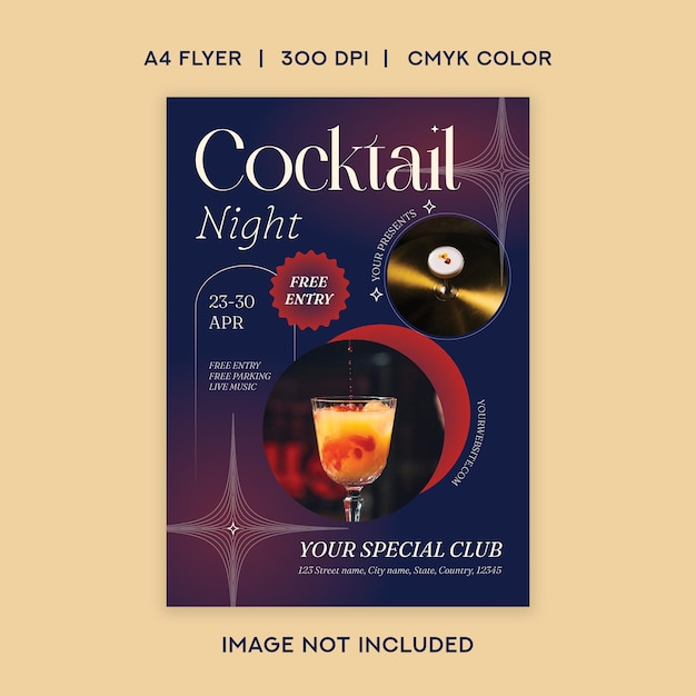 Vektor cocktail-nacht-flyer