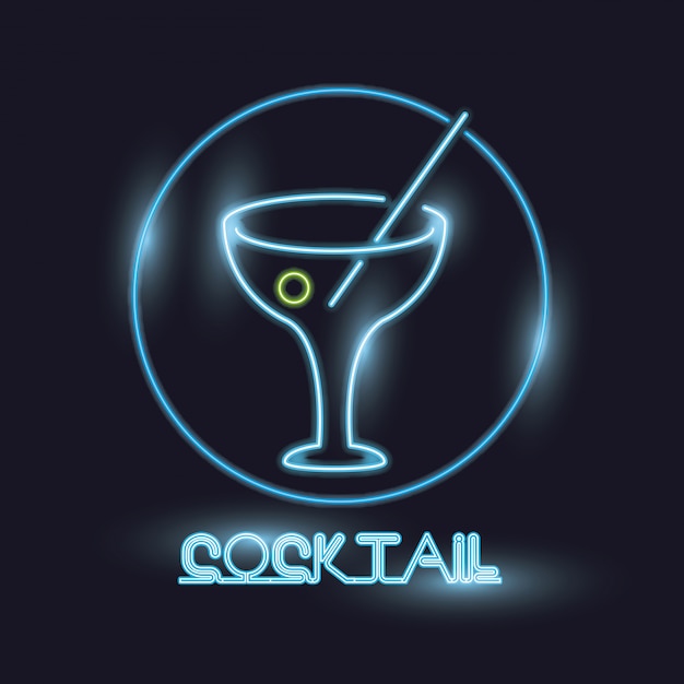 Cocktail neonlichter symbol